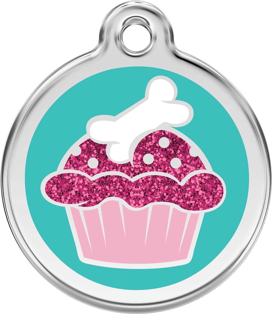 Red Dingo Glitter Pet Id Tags - Médaille Chien Cupcake (1500x1500), Png Download