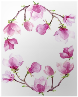 Magnolia Watercolor Wreath Floral Frame Border Wedding - Bridal Shower Clipart Floral (400x400), Png Download