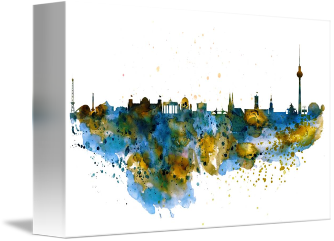 Berlin Watercolor Skyline By Marian Voicu - Watercolor Painting (650x470), Png Download