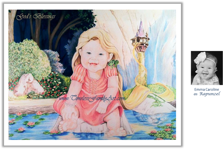 Hand Drawn Pencil Portraits From Michael Kitchens In - Color Pencil Drawing Rupunzel (800x515), Png Download