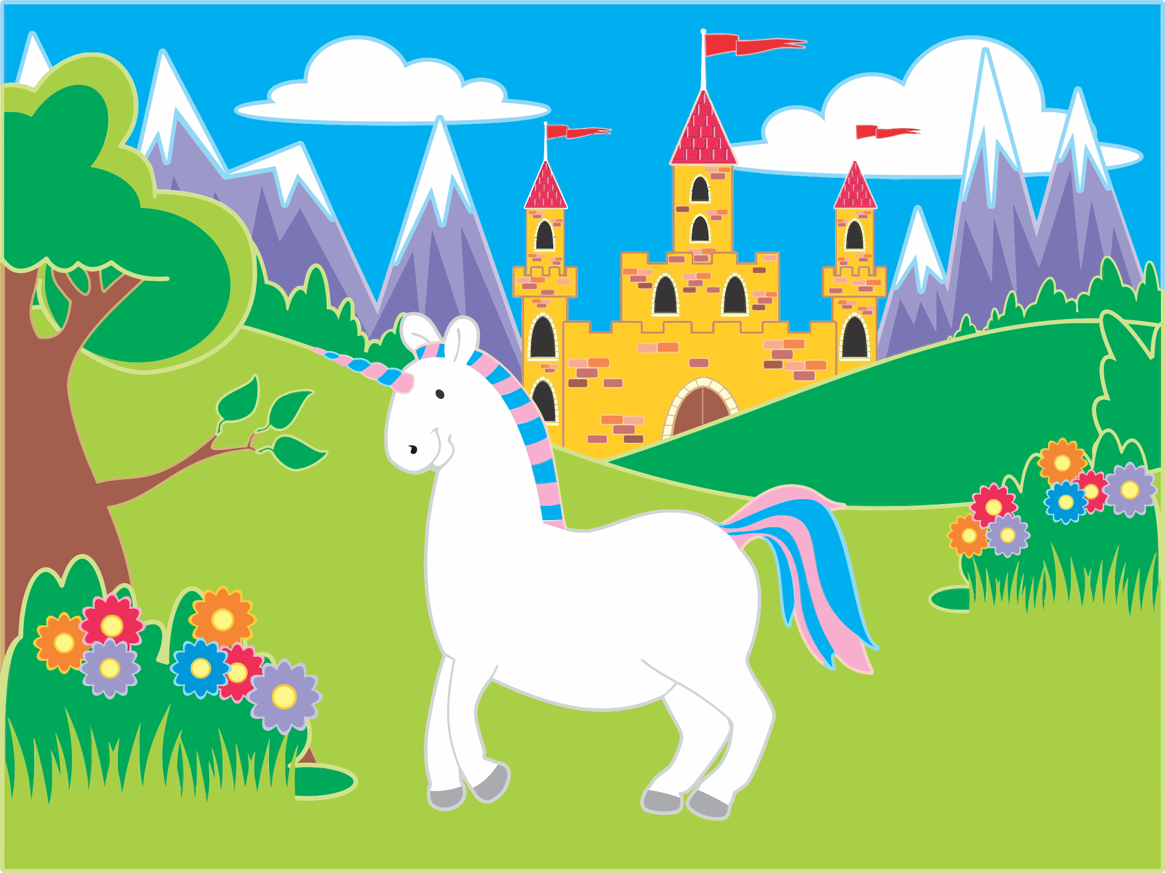 Fairy Tale Clipart Unicorn - Mountain And Hills Clip Art (2400x1798), Png Download