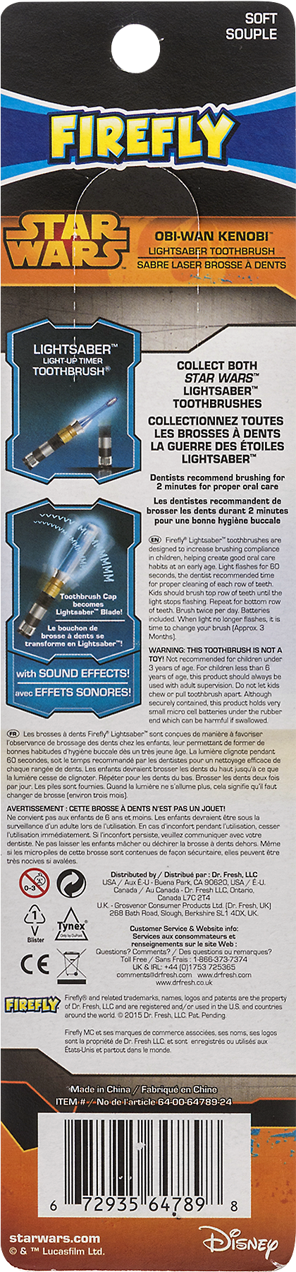 Firefly® Star Wars™ Obi-wan Kenobi Lightsaber™ Lightup - Firefly Star Wars Obi Wan Light Saber Soft Toothbrush (1800x1800), Png Download
