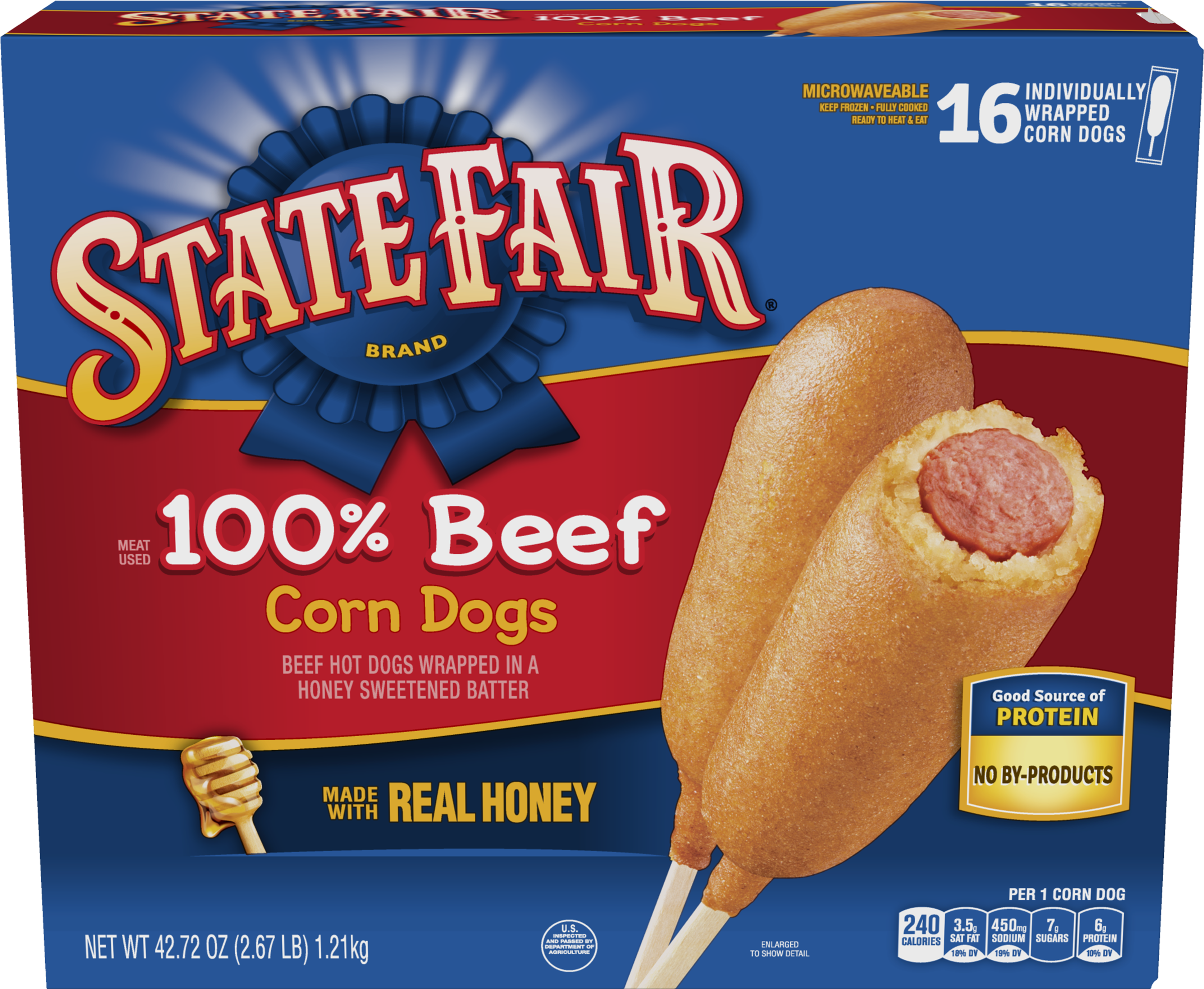State Fair® 100% Beef Corn Dogs, 16 Count - State Fair Corn Dogs, 100% Beef - 16 Corn Dogs, 42.72 (2400x2400), Png Download