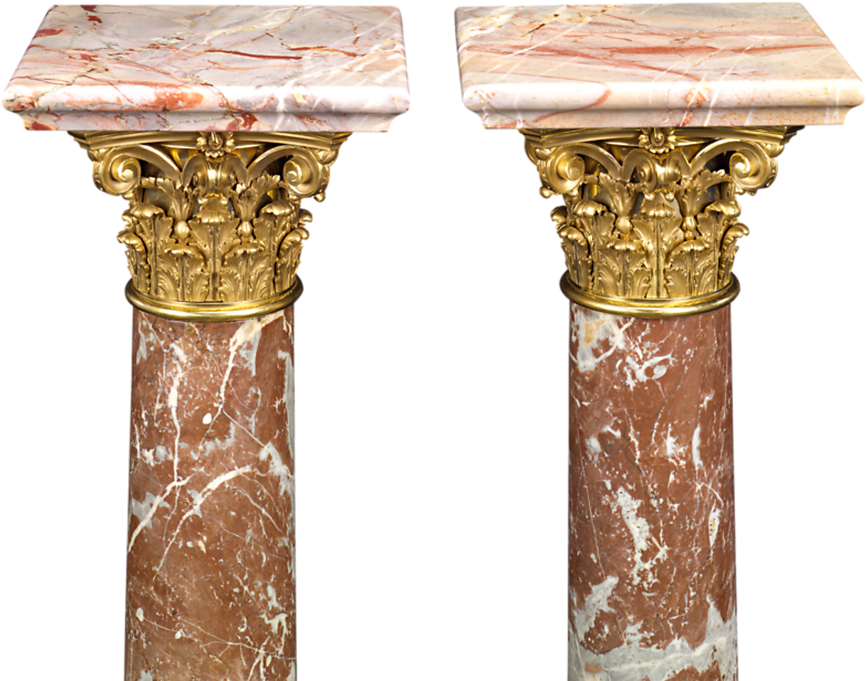 Marble And Bronze French Pedestals - Gold Pedestal Png Transparent (1351x1080), Png Download
