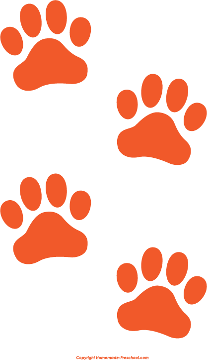 Free Paw Prints Clipart - Orange Paw Prints Clip Art (417x723), Png Download