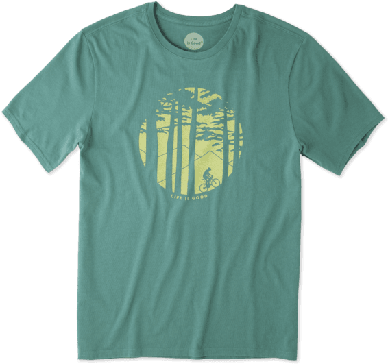 Men's Mountain Bike Woods Smooth - Life Is Good Men's Mountain Bike Woods Smooth Tee (570x570), Png Download