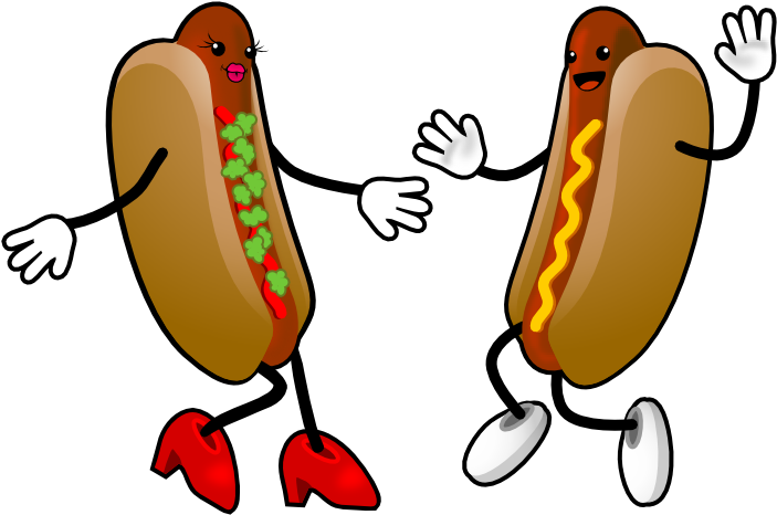 Free Download Hot Dog Love Clipart Hot Dog Corn Dog - 2 Hot Dogs Cartoon (797x586), Png Download