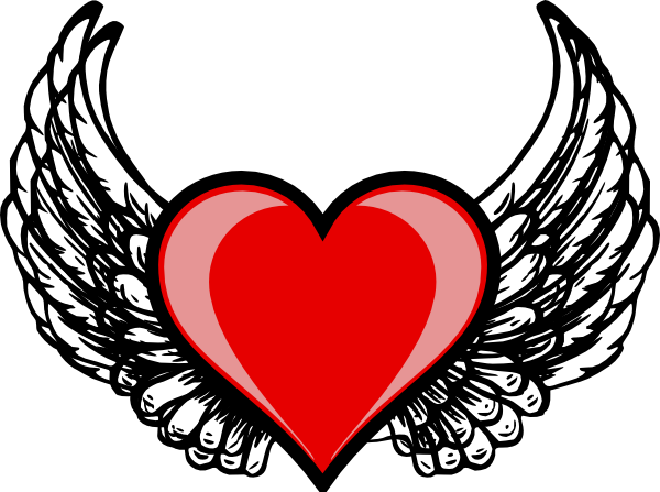Heart Wing Logo Clip Art At Clker Com Vector Online - Love Heart With Wings (600x447), Png Download