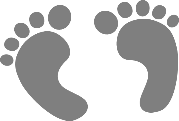 Baby Feet Clip Art At Clker - Grey Baby Footprints (600x406), Png Download