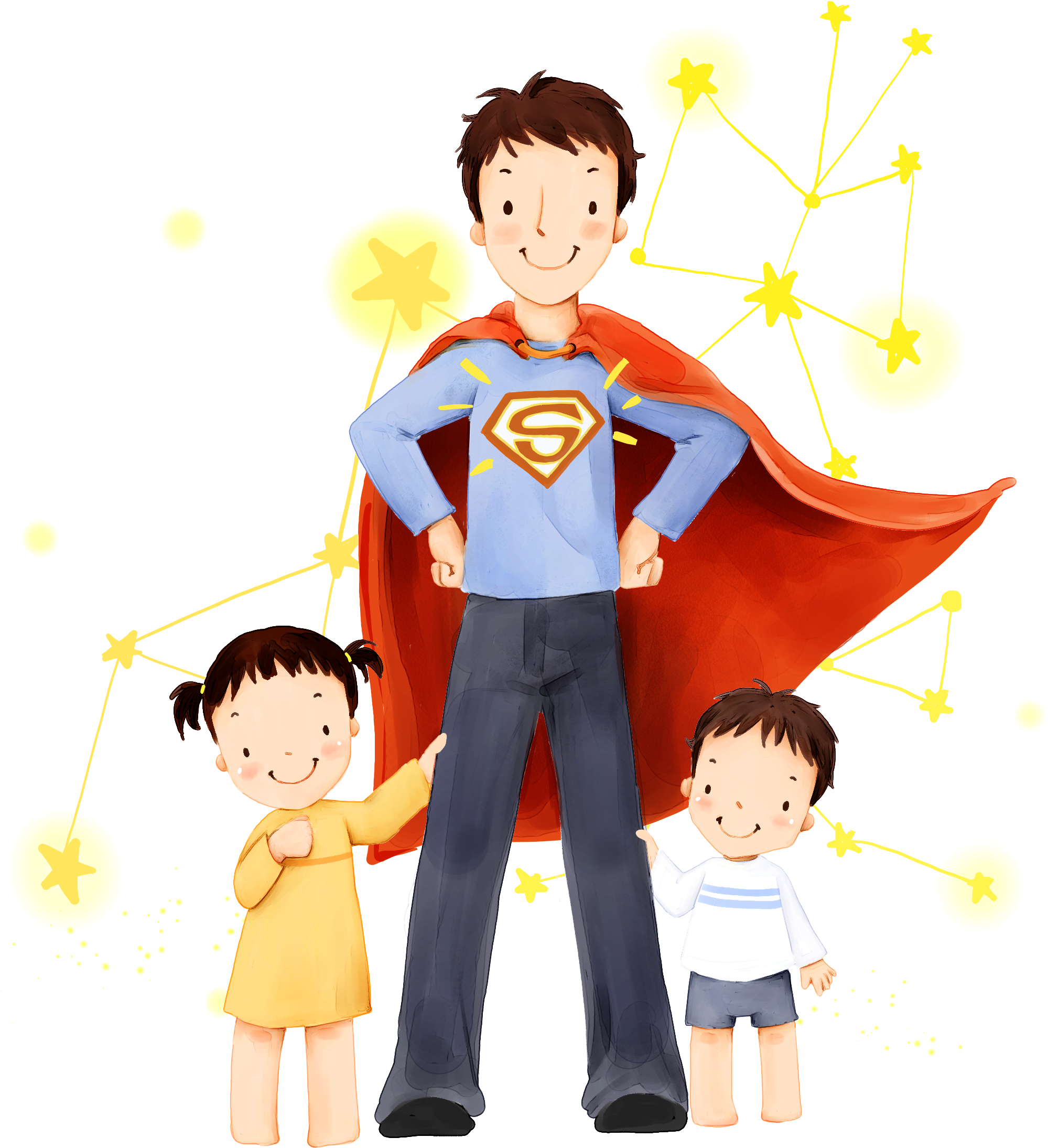 Clark Kent Father Son Daughter Illustration - Father And Son And Daughter (1999x2189), Png Download