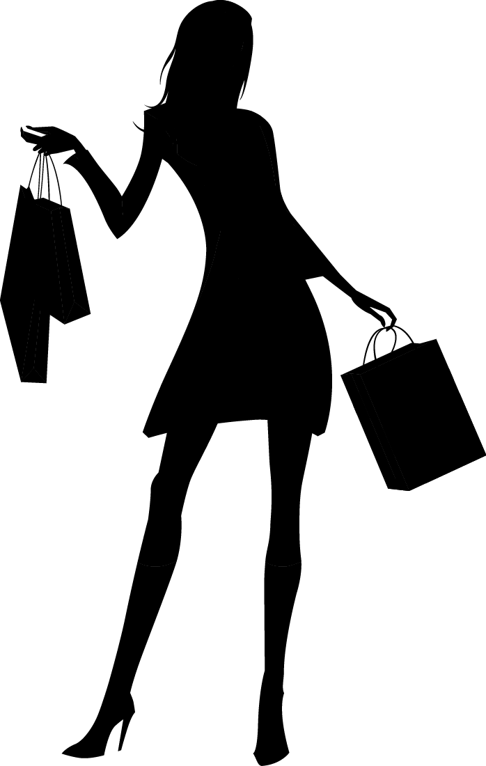 Fashion Girl Silhouette Png - Shopping Woman Silhouette Png (698x1100), Png Download
