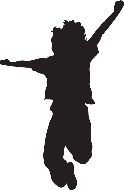Jumping Child Silhouette Clip Art At Clker - Kid Jumping Silhouette (390x594), Png Download