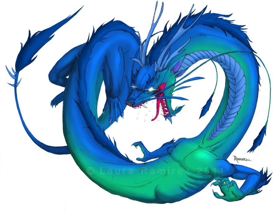 Blue Dragon Clipart Transparent - Blue Eastern Dragon Png (900x701), Png Download