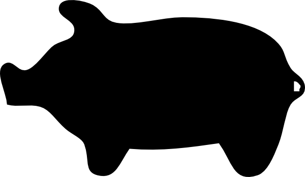 Pig Face Silhouette - Cartoon Pig Silhouette (600x348), Png Download