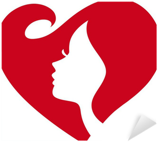 Love Heart Shape Woman Face Silhouette Sticker • Pixers® - Female Silhouette Blowing Hearts (400x400), Png Download