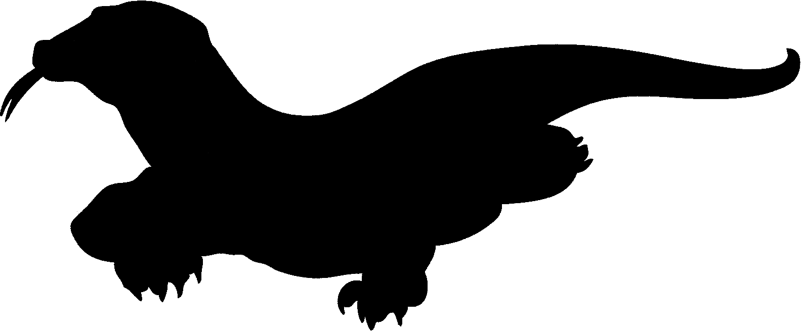Squid Clipart Silhouette - Komodo Dragon Silhouette (1583x655), Png Download