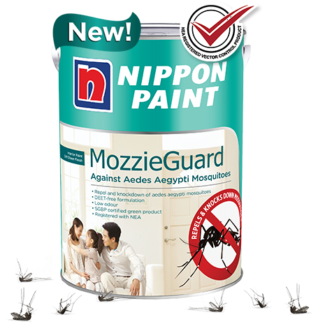 Mozzieguard Protect Against Aedes Aegypti Mosquitoes - Nippon Paint Mozzie Guard (595x500), Png Download