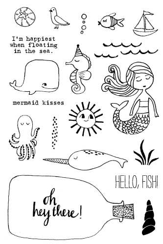 20138 Mermaid Kisses Set Nopkg - Flora & Fauna Clear Stamp Set - Mermaid Kisses (333x497), Png Download