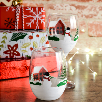 Winter Scene Wine Glass - Centrepiece (539x352), Png Download