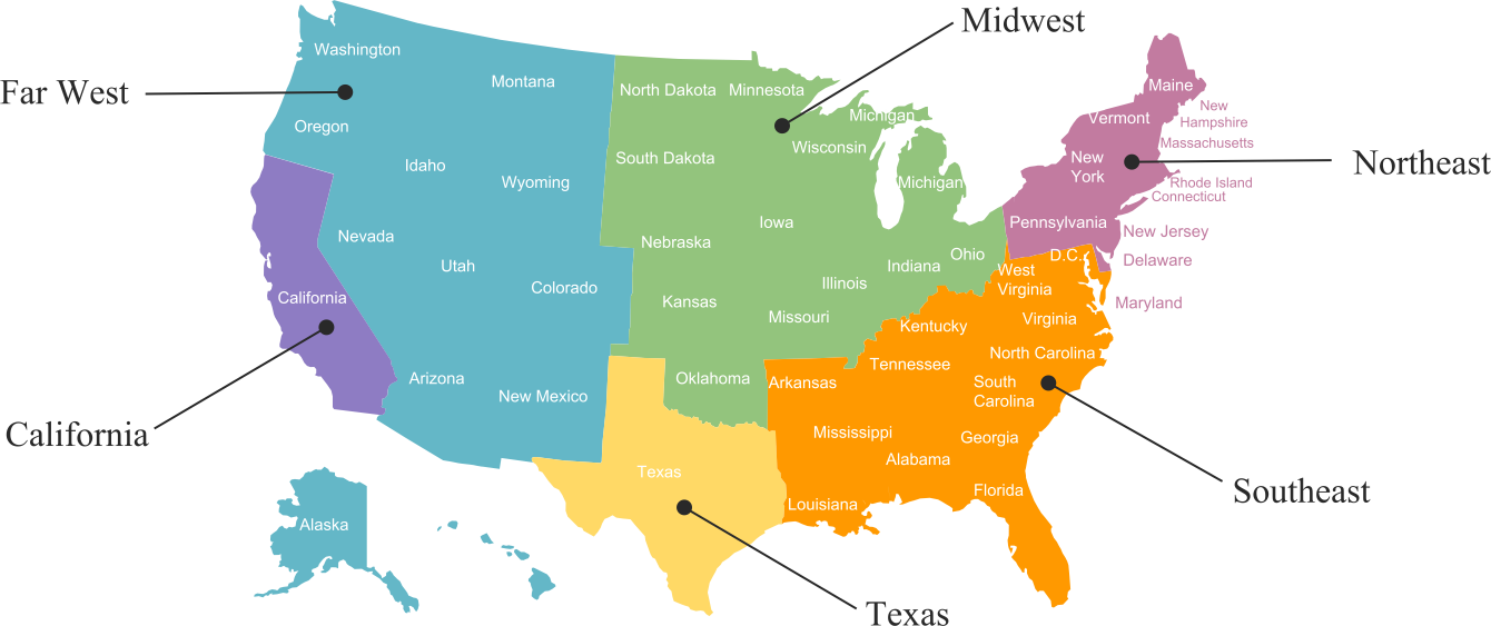 Regional Councils - 2020 Presidential Election Map (1340x563), Png Download