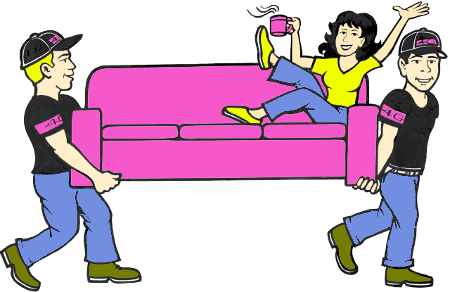 Four Guys & A Truck - Cartoon Movers (640x415), Png Download