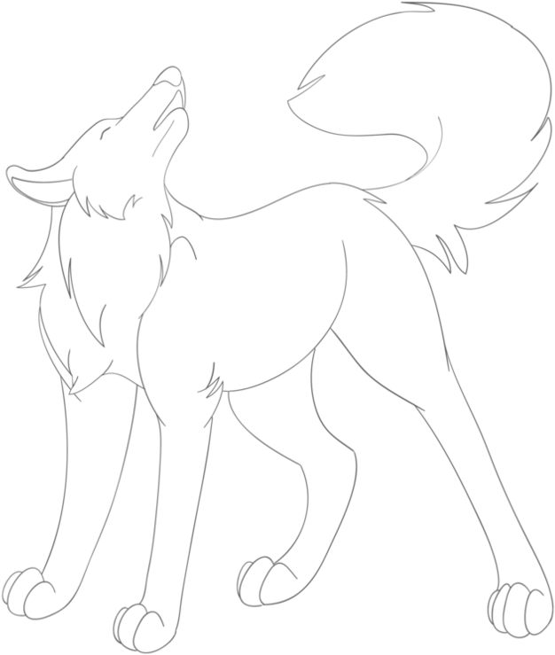 Drawn Howling Wolf Chibi - Wolf (1017x786), Png Download