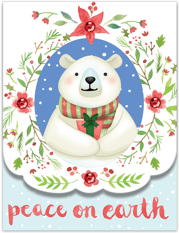 Bear Peace On Earth Pocket Note Pad - Molly & Rex Note Holiday Pocket Pad Bear Wreath (1200x1200), Png Download