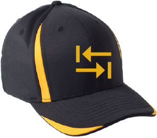 Black/gold Cool Dry Sport Hat - Flexfit Cool & Dry Sport Baseball Cap Schwarz Gold (392x410), Png Download