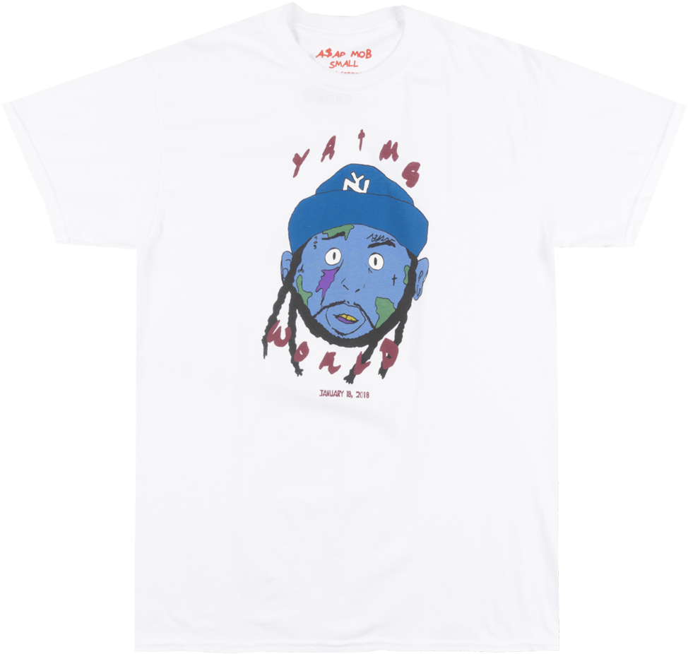Asap Mob Yams World T-shirt Mens White Awge Music Rap - Asap Mob (1024x954), Png Download