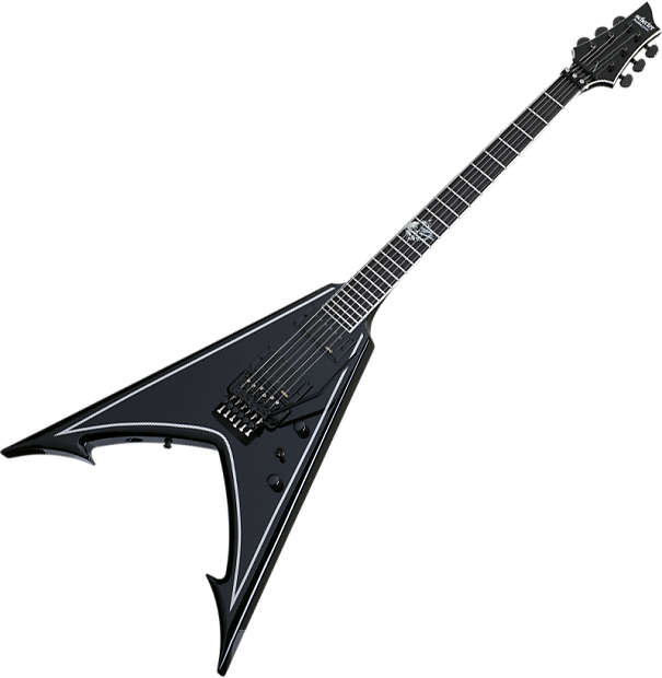 Black Metal Guitar - Esp Ltd V 407 (605x620), Png Download