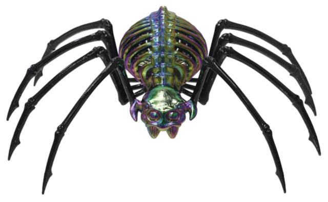Black Oil Slick Skeleton Spider Decoration Halloween - Skeleton Spider (640x395), Png Download
