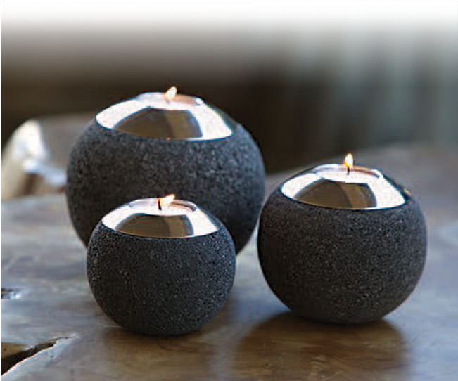 Natural Lava Stone Tea Light Candle Holders (set Of (650x650), Png Download