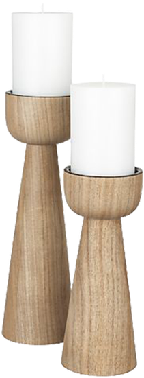 Crate And Barrel Wooden Candle Holders (334x600), Png Download