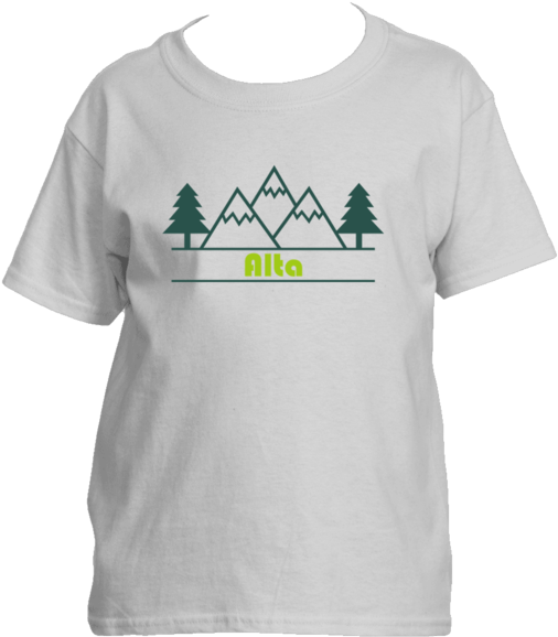 Alta, Utah Mountain & Trees In Green - Shirt (600x600), Png Download