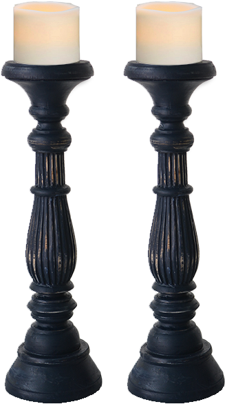 Indigo Pillar Candle Holders, Tall - Candle (600x600), Png Download