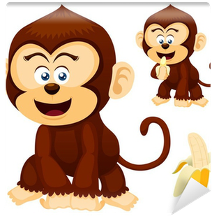 Illustration Of Cute Monkeys Vector Wall Mural • Pixers® - Illustration (400x400), Png Download