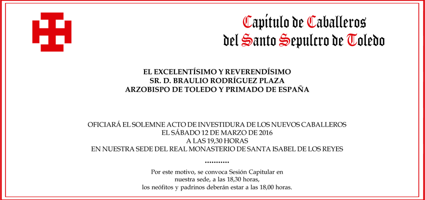 Invitación Para El Acto De Investidura De Nuevos Caballeros - Investiture (850x400), Png Download
