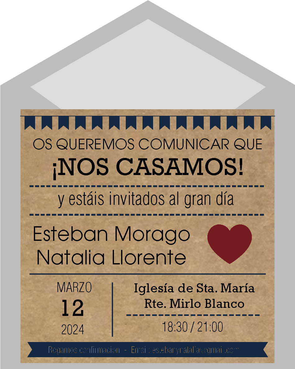 Invitaciones Kraft - Heart (950x1211), Png Download