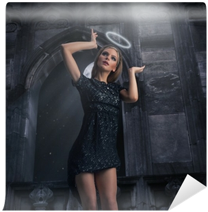 Sexy Young Beauty As A Black Angel Wall Mural • Pixers® - Girl (400x400), Png Download