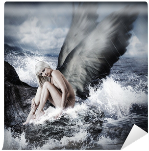 Sexy Blond Woman With Angel Wings Wall Mural • Pixers® - Designart 'sexy Blonde Woman With Angel' Graphic Art (400x400), Png Download