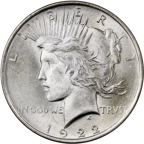 1922 Peace Dollar - Dollar Coin (500x500), Png Download