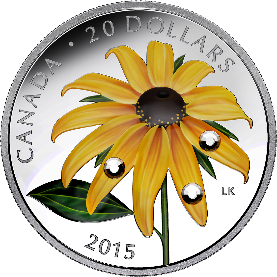 Canada 2015 Black-eyed Susan With Swarovski Proof Silver - Canadian Mint Flower Coins (1198x1166), Png Download