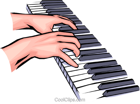 Mãos A Tocar Piano Livre De Direitos Vetores Clip Art - Hands Playing Piano Clipart (480x355), Png Download