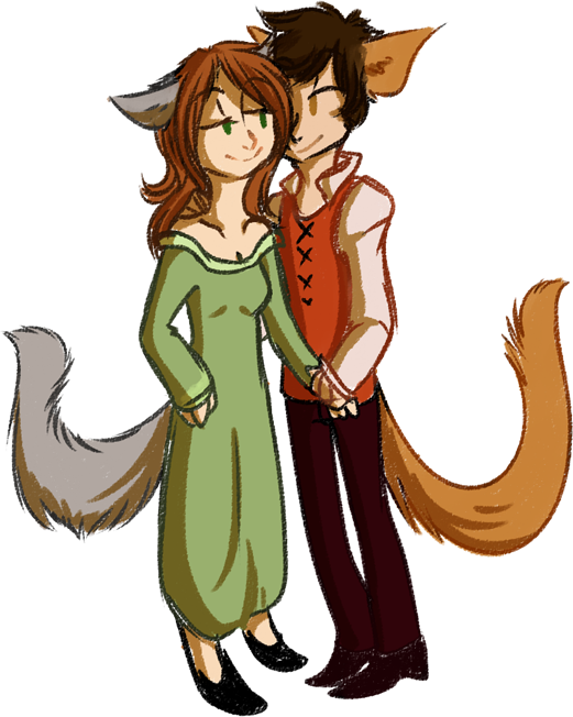 Has Golden Brown Hair, Green Eyes, Light Grey Cat Ears - Cartoon (521x652), Png Download