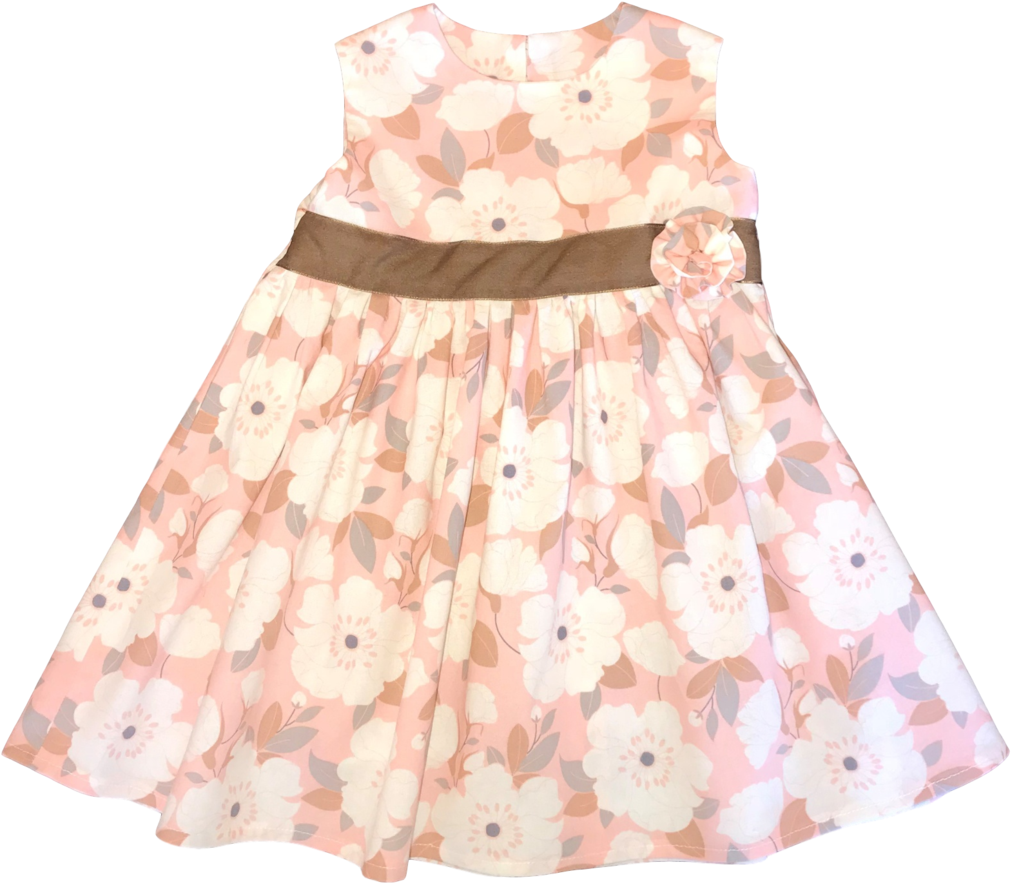 Soft White And Pink Flower Dress With Brown Ribbon - Emma And Mila - With Love - Petals In Blush (1059x926), Png Download