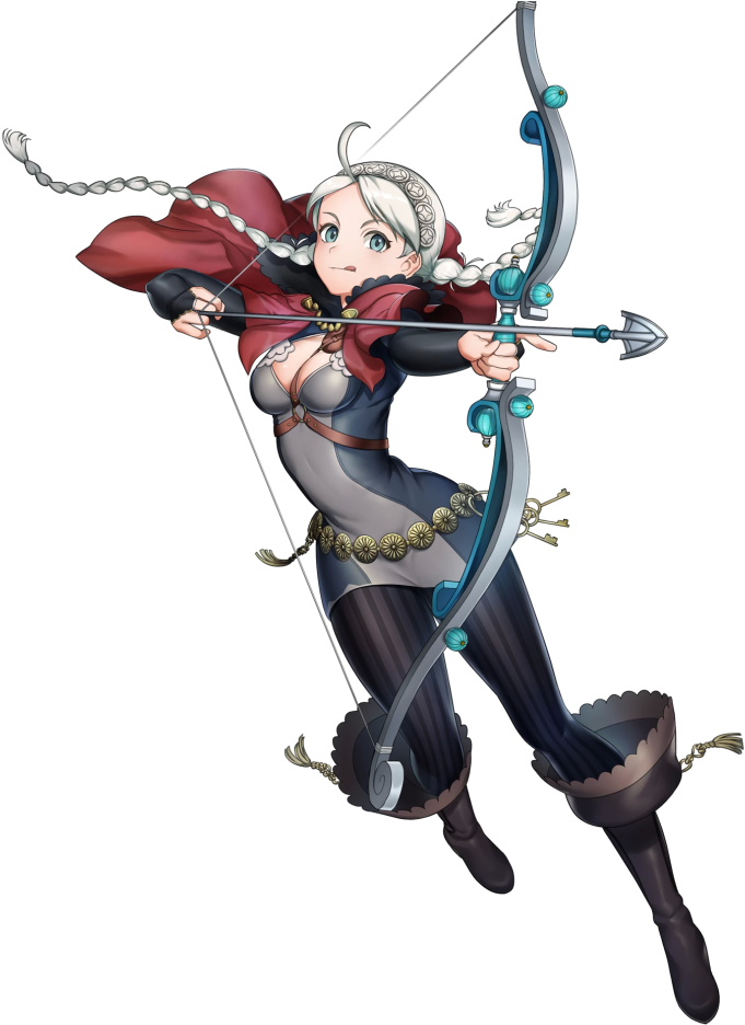 1girl Arrow Bangs Belt Blue Eyes Boots Bow Braid Breasts - Fire Emblem Heroes Nina (850x969), Png Download