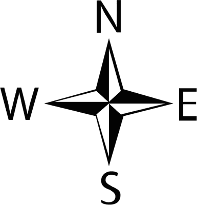 Compass Clipart North Arrow - North South East West Arrow (385x400), Png Download