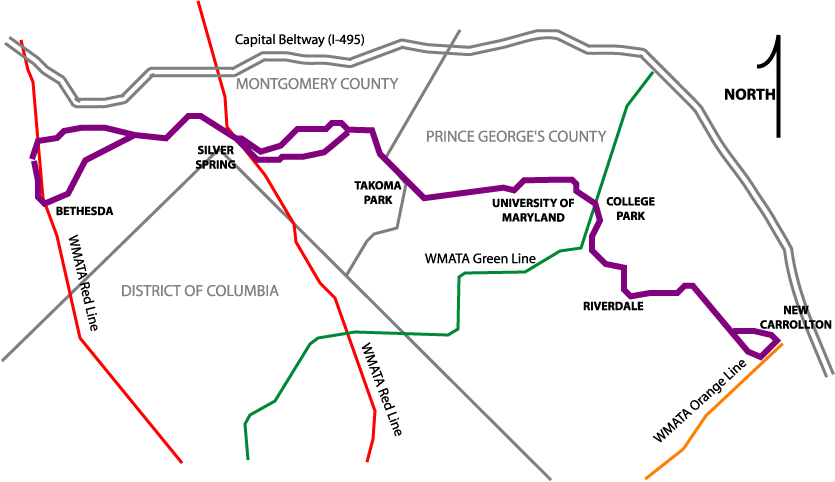 Washington Purple Line - Metrobus Linea Morada (835x482), Png Download