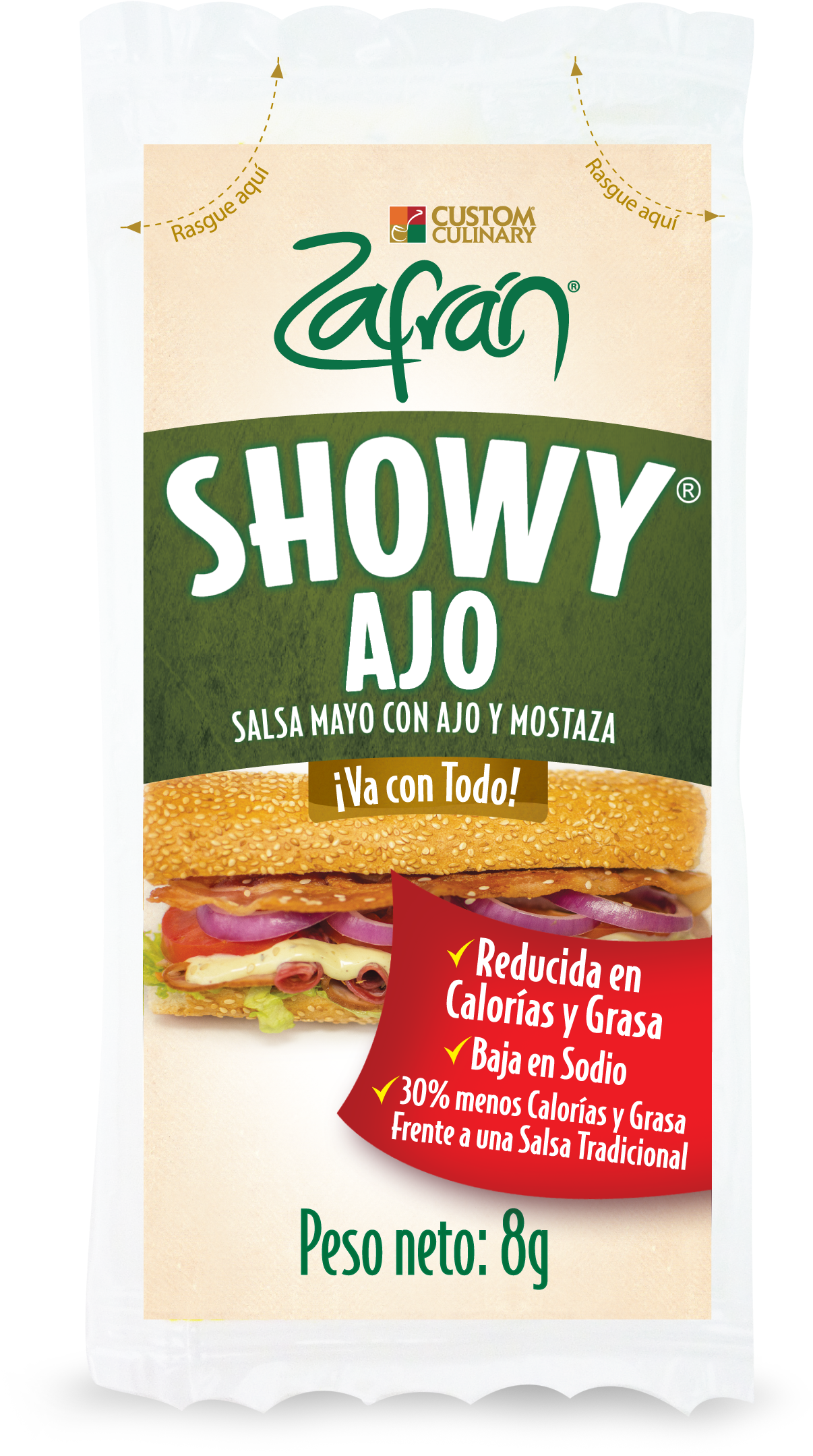Showy® Ajo Sobre Personal 8 Gr - Garlic (1772x2362), Png Download