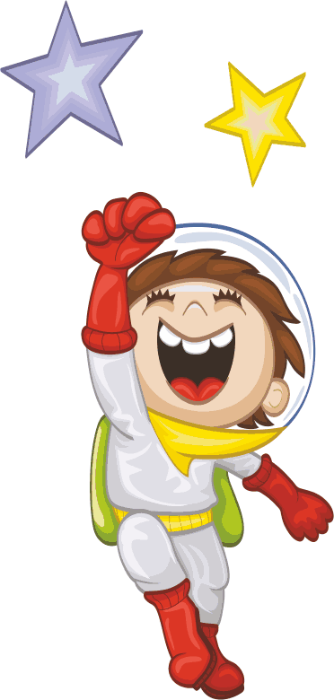 Kids Happy Astronaut Sticker - Ambesonne Outer Space Objects With Sun Earth Comet (372x780), Png Download